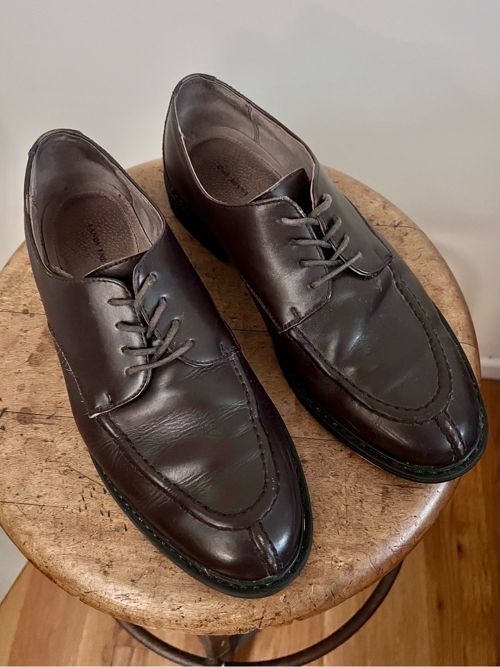 Lands' End Men's Dark Brown Split Toe Derby Dress Shoes (10.5)